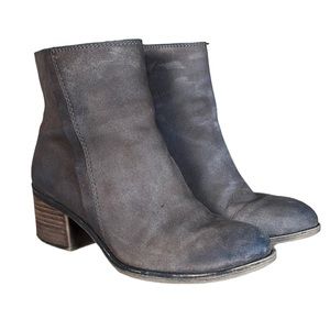 Franco Sarto Marlene Distressed Suede Leather Heeled Ankle Booties - Siz…
